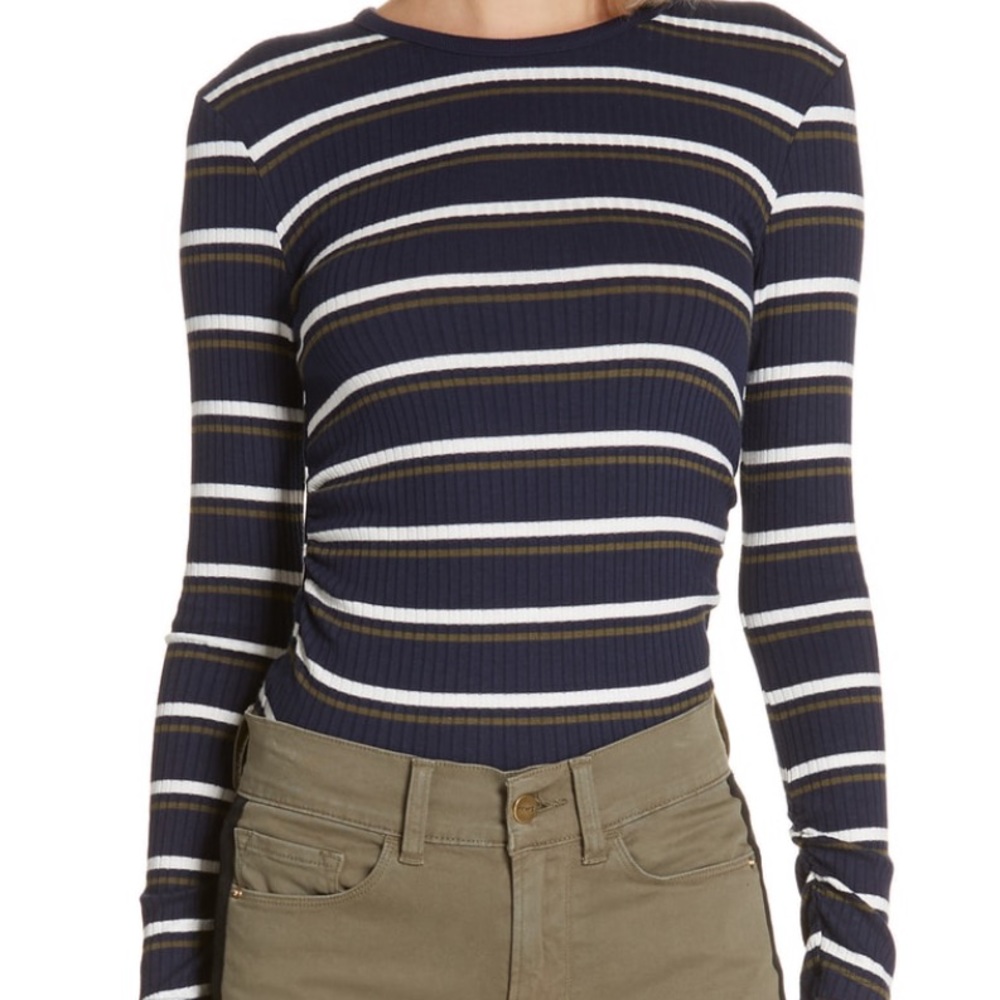 FRAME 90’s Striped Ribbed Long Sleeve Top